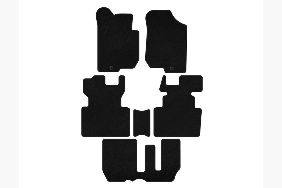 Kia Carens 1999-2012 Textil Fußmatten Premium (2006-2012, 3 Reihen, 7-Sitzer, Schwarz) Image