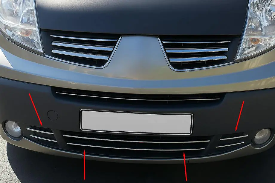 Nissan Primastar 2002-2014 Zierleisten für unteren Kühlergrill (6 Stk, Edelstahl) Image