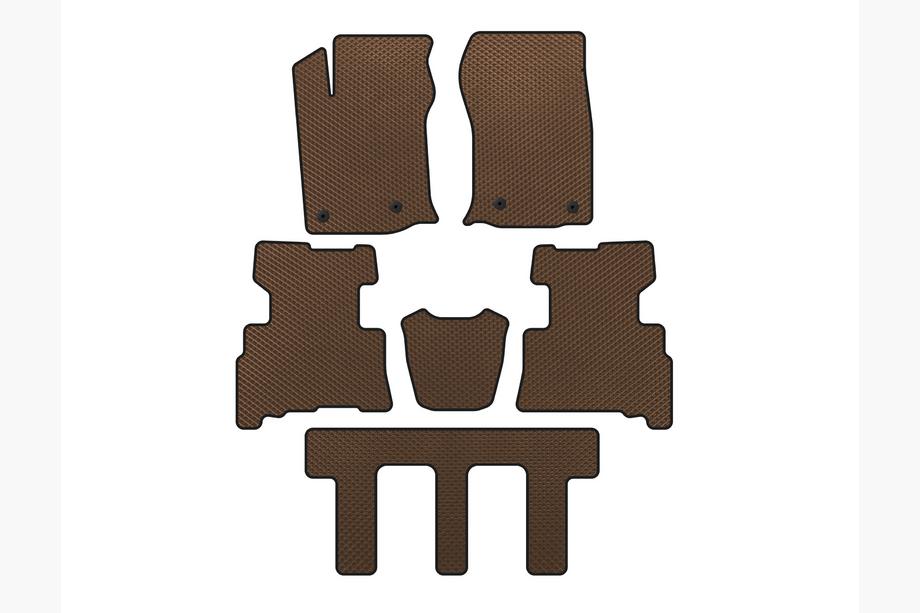 Toyota 4Runner 2009-2024 EVA Fußmatten (3 Reihen, 2014-2024, 7-Sitzer, Braun) Image