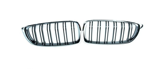 BMW 3 Series F30/F31 2012-2019 Nieren M-Look (für F80, Schwarz Glanz mit Chromrahmen) Foto 2