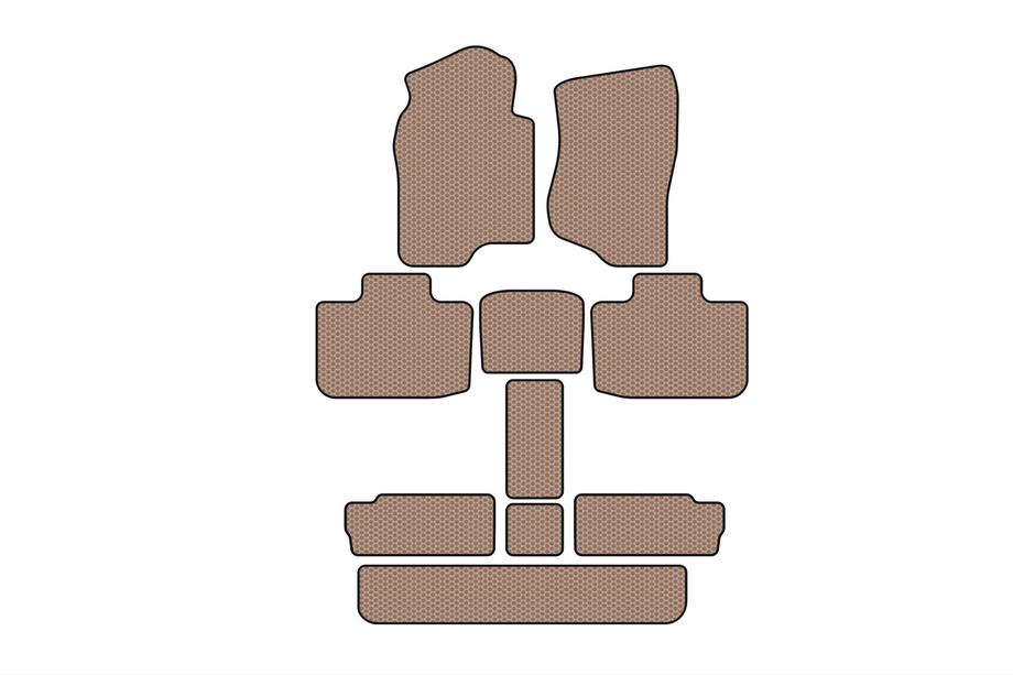 Cadillac Escalade 2007-2014 Gummimatten Carsuit (3 Reihen, beige) Image