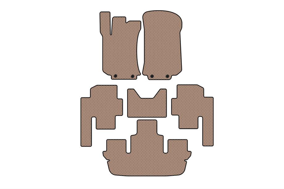 Mercedes R-class W251 2005-2017 Gummimatten Carsuit (3 Reihen, beige) Image