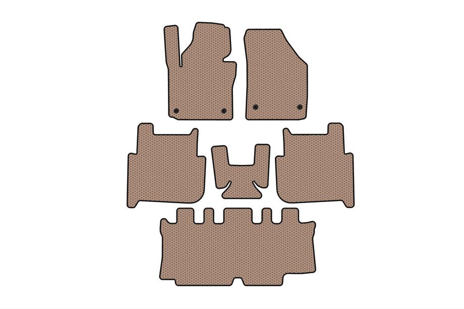 Volkswagen Touran 2003-2010 Gummimatten Carsuit (3 Reihen, 2006-2010, 7-Sitzer, beige) Foto 1