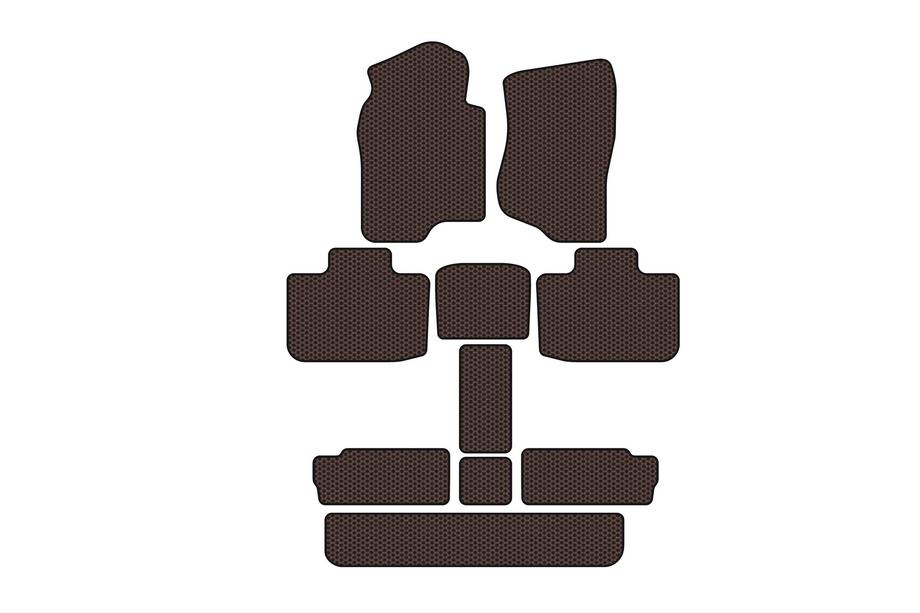 Cadillac Escalade 2007-2014 Gummimatten Carsuit (3 Reihen, braun) Foto 1