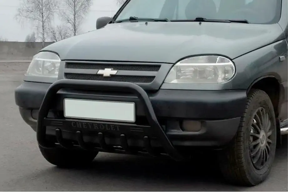 Chevrolet Niva 1998-2020 Frontbügel WT004 Schwarz (Edelstahl) Foto 1
