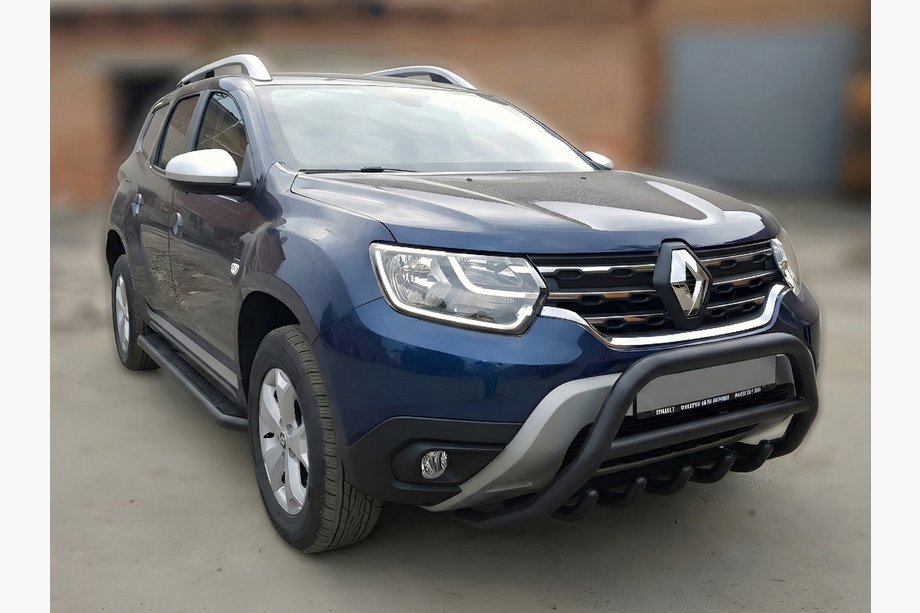 Renault Duster 2018-2024 Frontbügel ohne Schriftzug WT003 Schwarz (Edelstahl) Foto 1