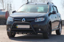 Dacia Sandero 2013-2020 Frontbügel WT003 Schwarz Edelstahl Foto 1