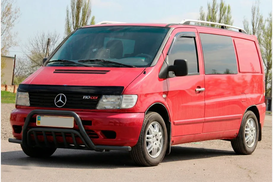 Mercedes Vito W638 1996-2003 Frontbügel mit Hörnern WT002 Plus Schwarz (Edelstahl) Foto 3