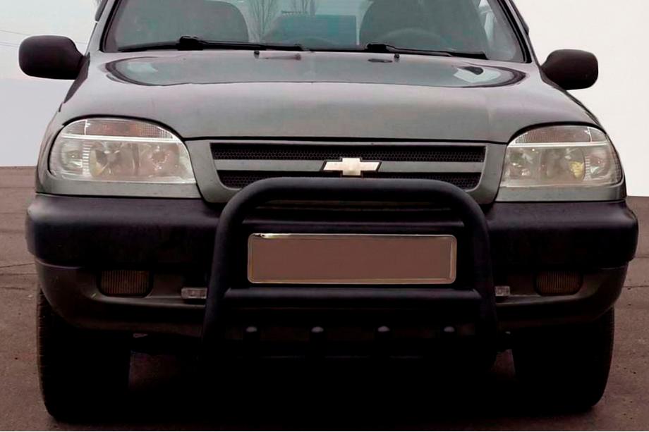 Chevrolet Niva 1998-2020 Frontbügel QT006 Schwarz (Edelstahl) Image