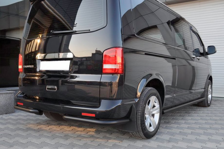 Volkswagen T5 Multivan 2003–2010 Hintere Eckschutzrohre AK003 Schwarz (2 Stk., Edelstahl) Foto 8