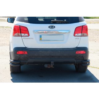 Hintere Doppel-Eckschutz AK003-Doppel Black (Edelstahl) Kia Sorento II XM 2009-2014 Foto 2