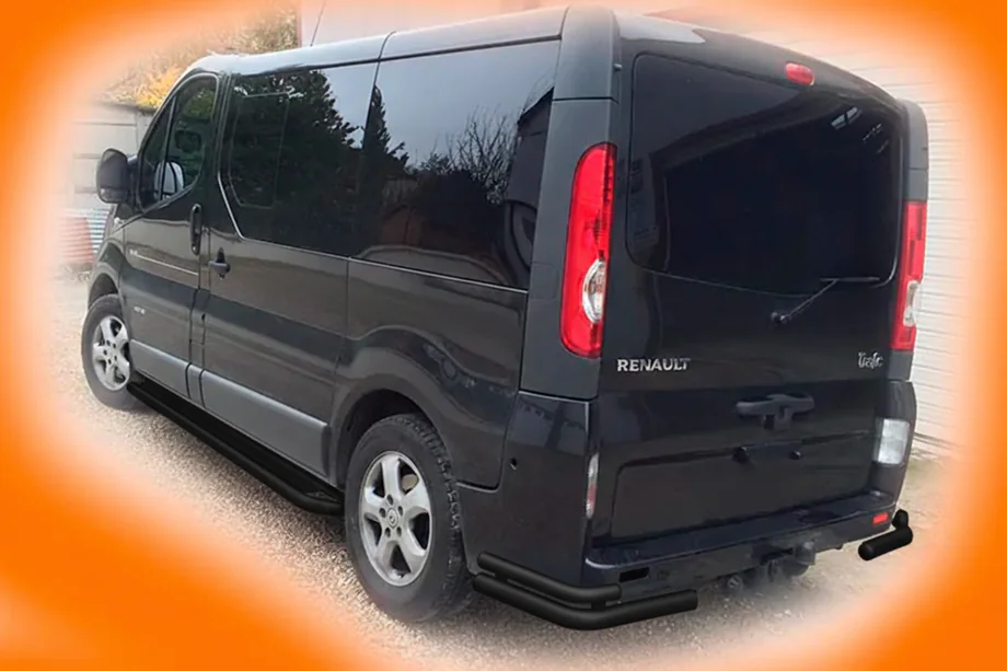 Renault Trafic 2001–2015 Hintere Eckschutzrohre AK003-Doppel Black (Edelstahl) Foto 2