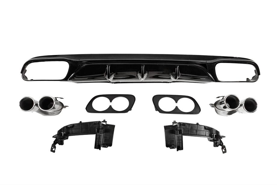 Mercedes E-class W213 2016-2023 Heckdiffusor mit Endrohren E53-Design Silver (für Base) Image
