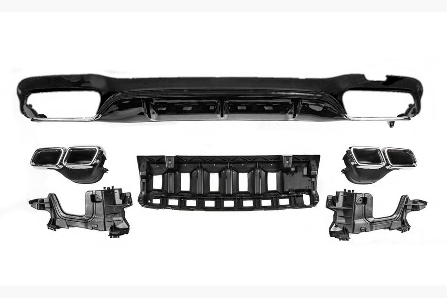Mercedes E-class W213 2016-2023 Heckdiffusor mit Endrohren E63-Design Schwarz (für AMG/AMG-Line 2016-2020) Image