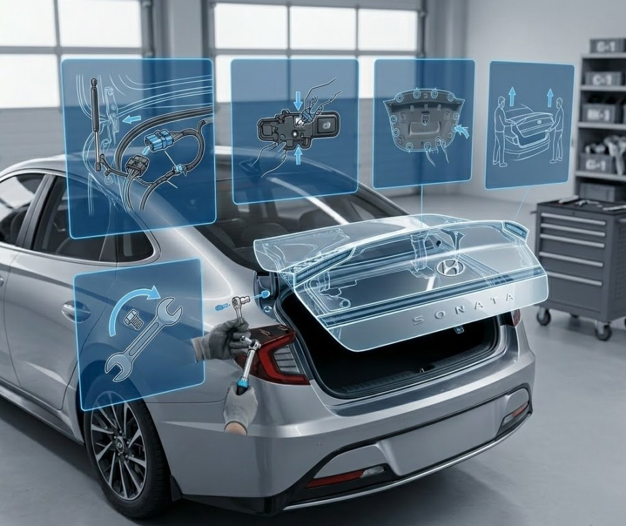 Hyundai Sonata: Kofferraumdeckel ausbauen – Schritt für Schritt