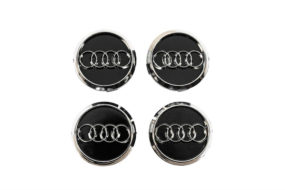 Audi Nabenkappen für Felgen 60/58 mm (Schwarz/Chrom, 4 Stk.) Foto 1