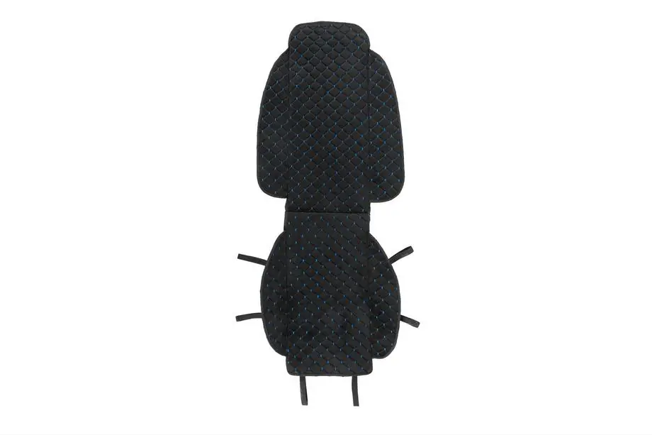 Sitzauflage aus Velours (1 Stk., Schwarz mit blauer Naht) Image
