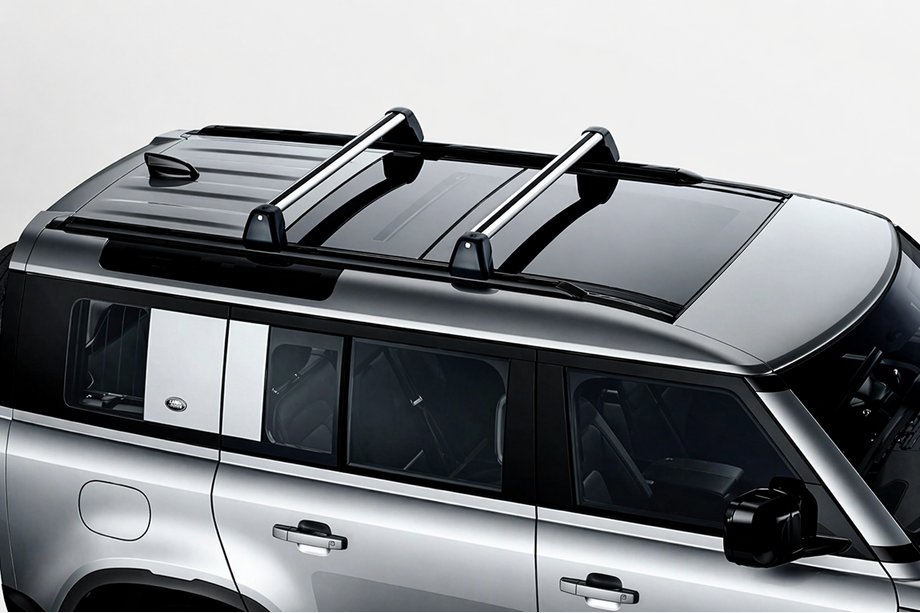 Land Rover Defender 2019- Dachträger Quertraversen für integrierte Reling OEM (2 Stk.) Schwarz Foto 5