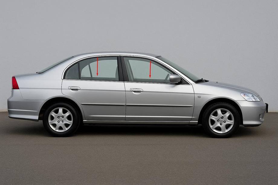 Honda Civic Sedan VII 2001-2006 Fensterzierleisten außen Edelstahl (4 Stk) OmsaLine - Italienischer Edelstahl Image