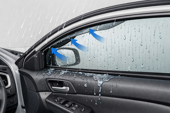 Regen dringt bei geöffnetem Fenster in den Innenraum: Was tun?