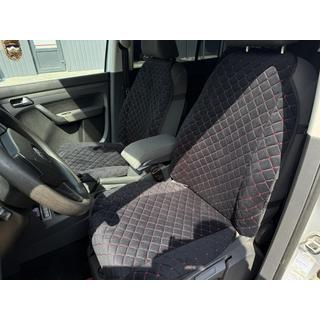 Sitzauflage Velours (1 Stk., Schwarz mit roter Naht) Foto 1