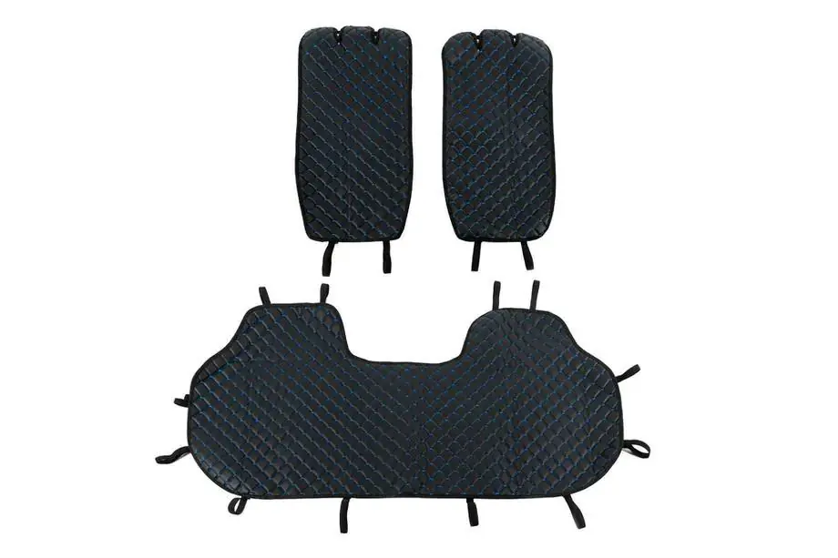 Velours-Sitzauflagen für Rücksitze (Set, Schwarz mit blauem Faden) Foto 1