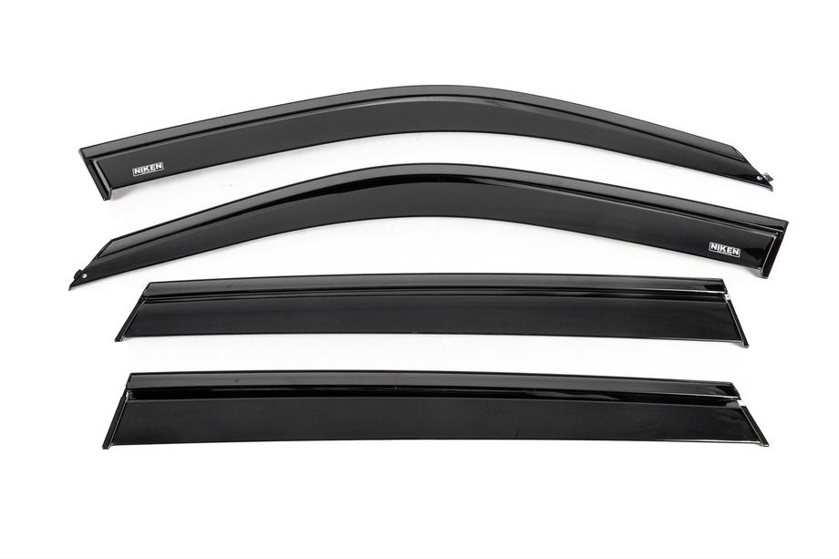 BMW X5 E70 2007-2013 Windabweiser mit schwarzer Zierleiste Niken Luxury (4 Stk.) Image