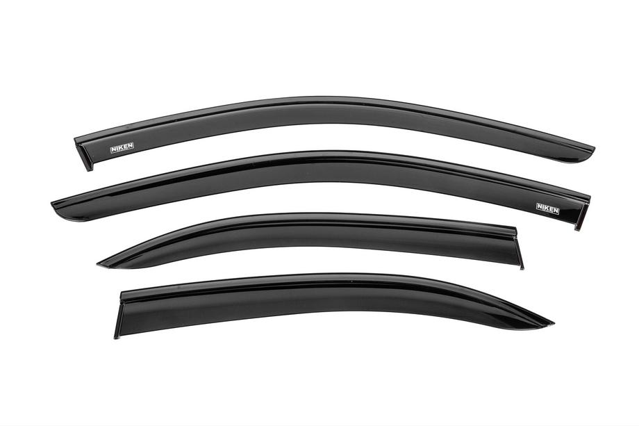Mercedes C-class W204 2007-2015 Windabweiser mit schwarzer Zierleiste Niken Luxury (4 Stk.) Image