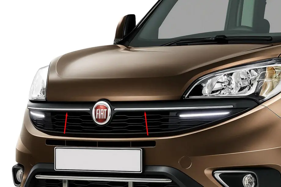 Fiat Doblo II 2010-2022 Kühlergrill Blenden (2015↗, 2 Stk., Edelstahl) Image