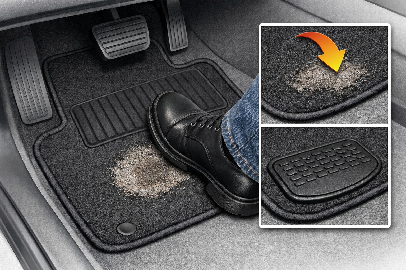 Warum die Fahrermatte unter der Ferse durchscheuert – und was hilft