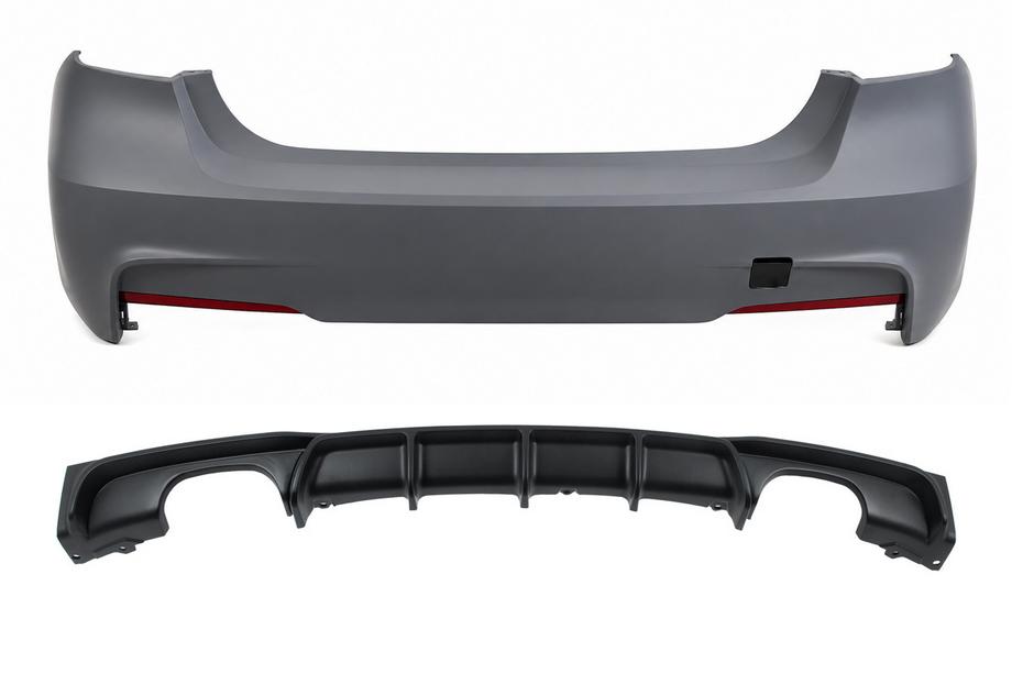 BMW 3 Series F30/F31 2012-2019 Heckstoßstange mit Diffusor für doppelseitigen Doppelendrohr-Auspuff M-Sport (für F30) Image
