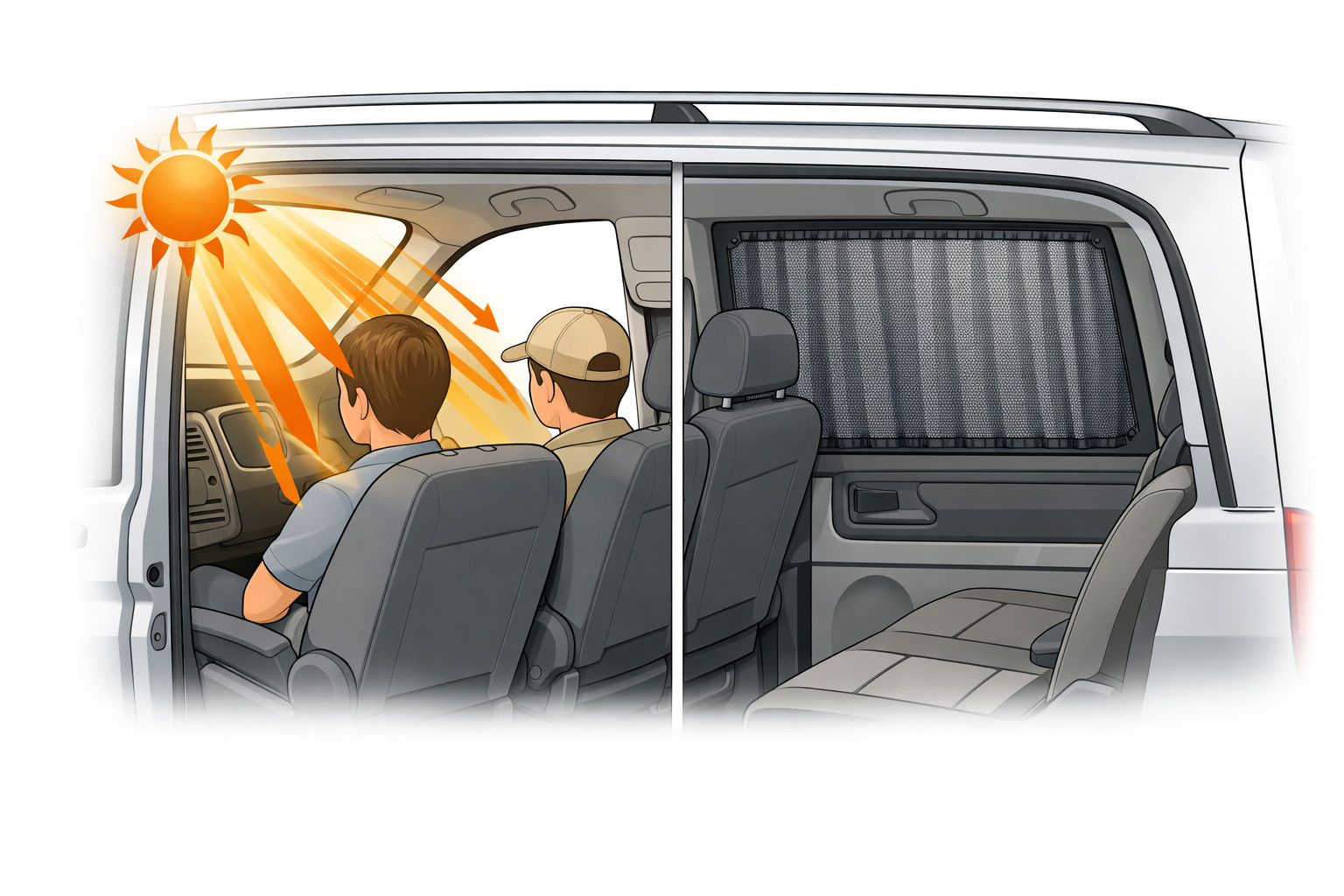 Warum die Sonne Mercedes Vito Fondpassagiere blendet – und welche Sonnenblenden passen