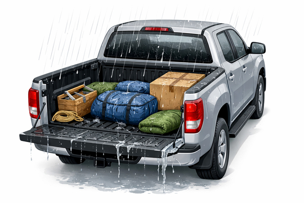 Was tun, wenn die Ladung auf der Pickup-Ladefläche nass wird und von außen sichtbar ist