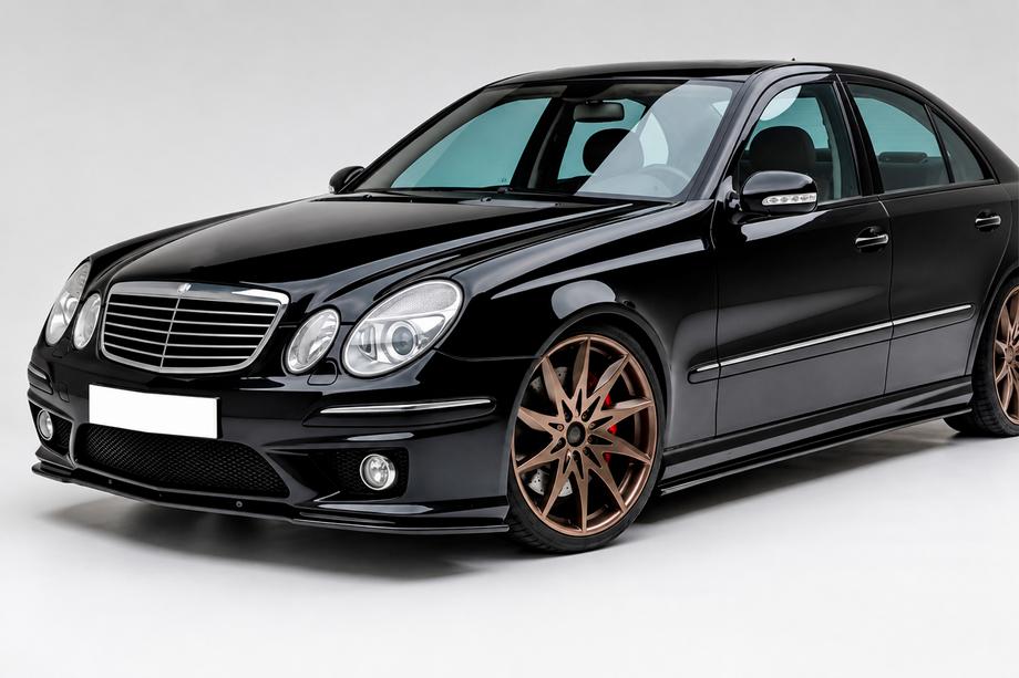 Mercedes E-class W211 2002-2009 Frontlippe DPT (Für AMG, 2006-2009, Schwarz Hochglanz) Image