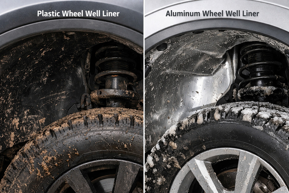 Kunststoff- oder Aluminium-Radhausschalen: Was hält Alltagsstraßen besser aus?
