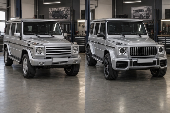 Mercedes G-Class W463 im G63 2018+-Look: was passt wirklich – Stoßfänger, Scheinwerfer, Spiegel
