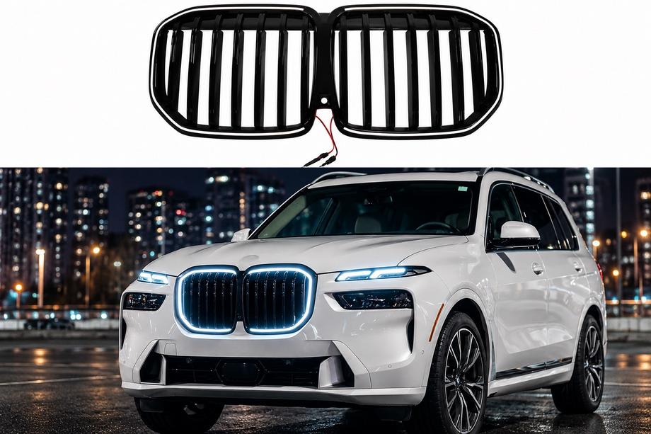 BMW X7 G07 2019- Nieren-Kühlergrill 1-Bar LED (2023+, Schwarz Hochglanz) Foto 1