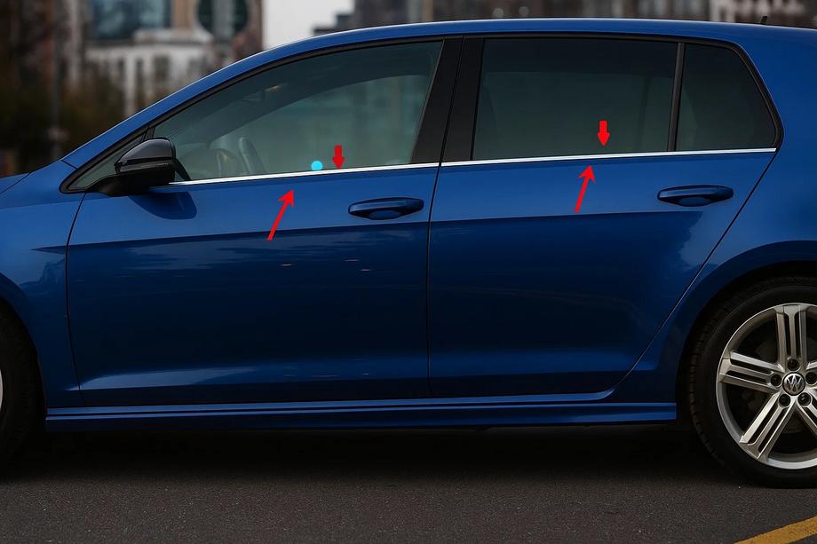Volkswagen Golf 6 2008-2014 Fensterleisten Chrom (4 Stk, Edelstahl) OmsaLine - Italienischer Edelstahl Image