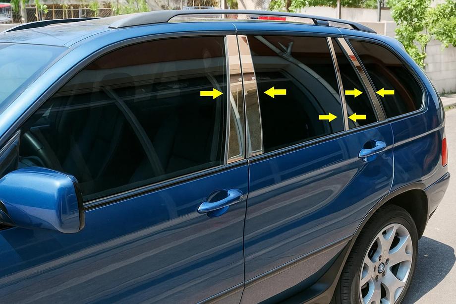 BMW X5 E53 1999–2006 Edelstahl Türsäulen Zierleisten (8 Stk.) Image