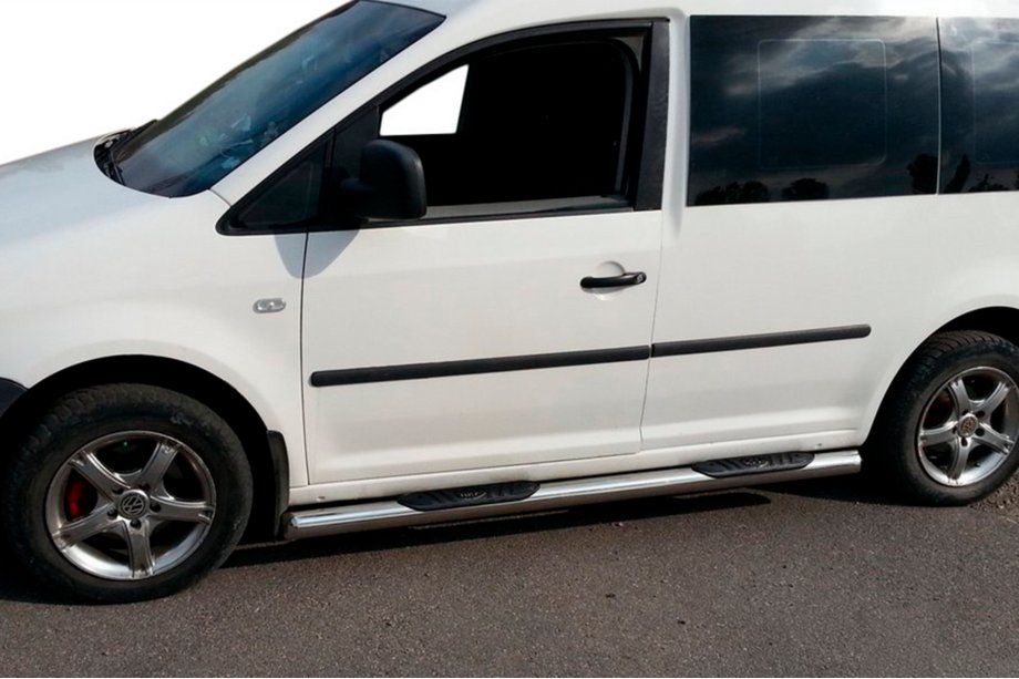 Volkswagen Caddy 2004-2010 Seitliche Rohre (2 Stk., Edelstahl) 60 mm, Standardbasis Foto 3