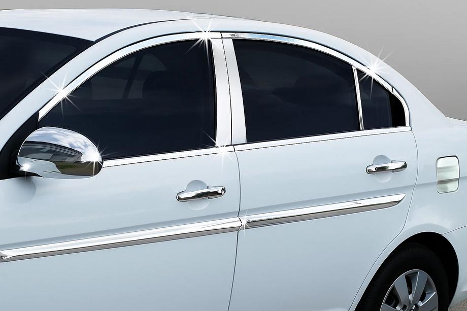 Hyundai Accent 2006-2010 Komplette Fensterrahmen Zierleisten Edelstahl (14-tlg.) Image