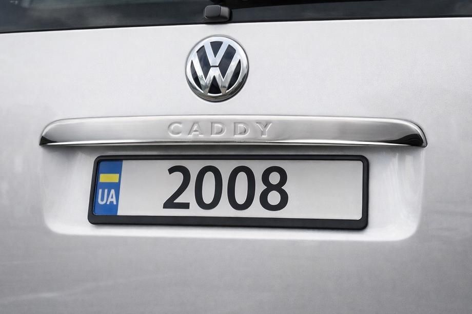 Volkswagen Caddy 2004-2010 Chromleiste über dem Kennzeichen (1-türig, Edelstahl) Carmos - Türkischer Edelstahl (ohne Schriftzug) Image