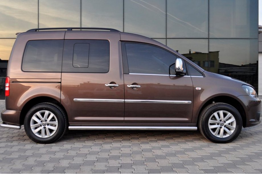 Volkswagen Caddy 2010-2015 Seitliche Rohre BB001 (2 Stk., Edelstahl) d60, Standardbasis Foto 2