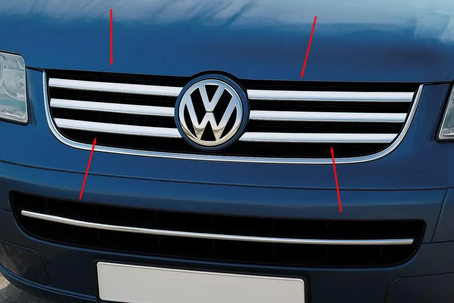 Volkswagen T5 Multivan 2003–2010 Chrom Kühlergrill Blenden (6 Stk, Edelstahl) Image