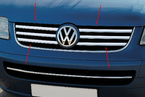 Volkswagen T5 Caravelle 2004-2010 Chrom Kühlergrill Blenden (6 Stk, Edelstahl) Carmos - Türkischer Edelstahl Foto 3