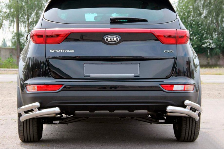 Kia Sportage 2015-2021 Heckschutz Doppel-Eckschutz AK003 Doppel (Edelstahl) Foto 1