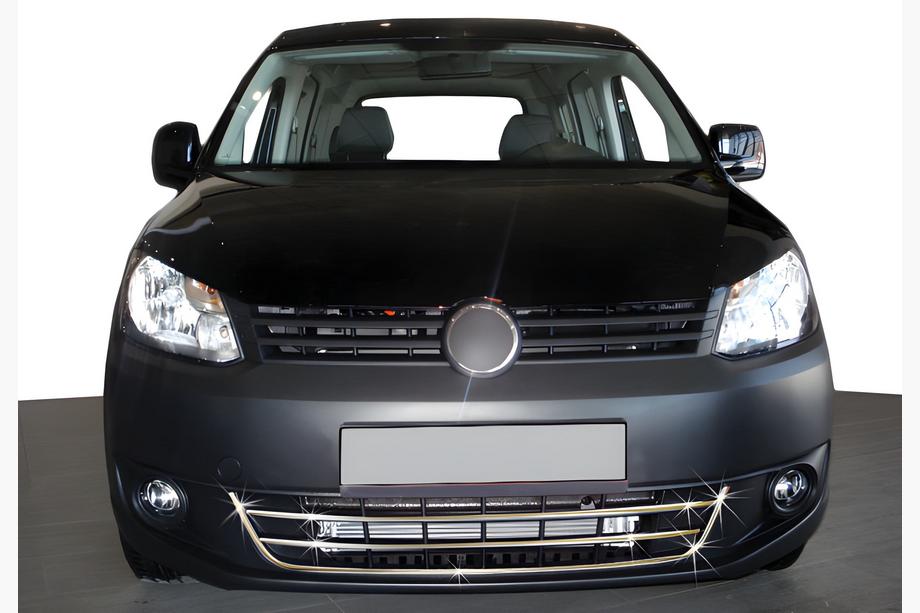 Volkswagen Caddy 2010-2015 Edelstahl Abdeckung für vordere Stoßstange Trend (3-teilig) Foto 1
