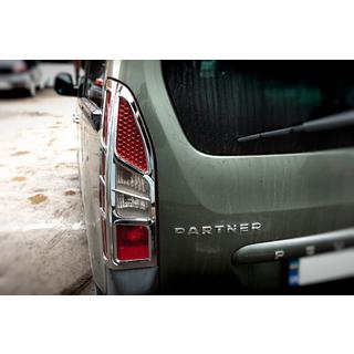 Chrom Blenden für Rückleuchten Eckig (2 Stk, Kunststoff) Peugeot Partner Tepee 2008-2018 Foto 4