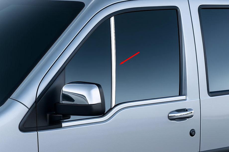 Ford Connect 2006–2009 Vertikale Edelstahlleisten für Dreiecksfenster (2 Stk.) Carmos - Türkischer Edelstahl Image