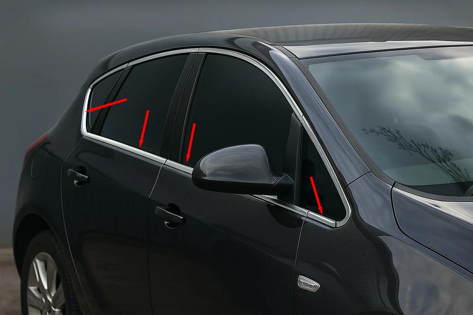 Opel Astra J 2009-2015 Fensterunterkante Chromleisten (Hatchback, 8 Stk, Edelstahl) Image